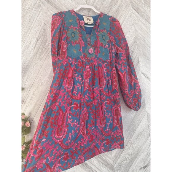 Figue Lucie Mini Dress Floral Embroidered Size XS Long Sleeve - Picture 8 of 13